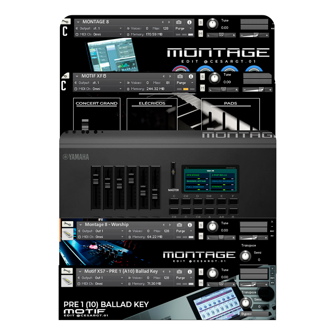 YAMAHA MOTIF XF8 - MONTAGEM 8 &amp; MOTIF XS7 | TUDO EM UMA BIBLIOTECA PARA KONTAKT TUDO EM UM!