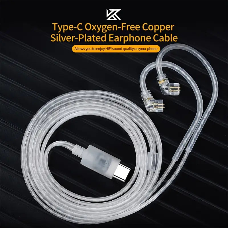 Cable KZ HiFi Chapado en Plata - Conector Tipo C