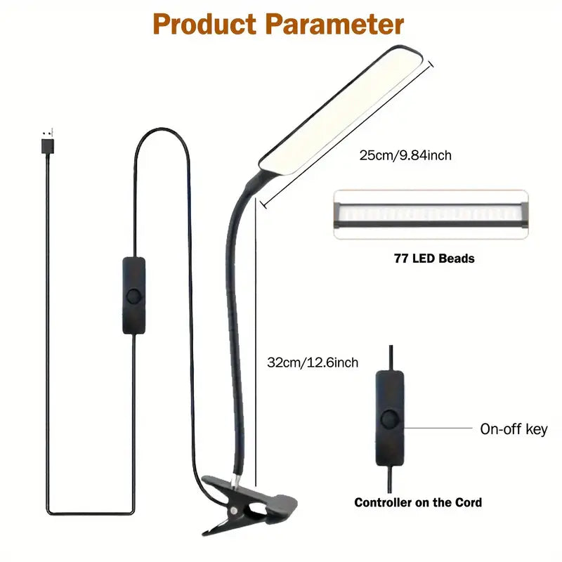 Lámpara de Escritorio LED con Abrazadera & Cuello de Ganso Flexible