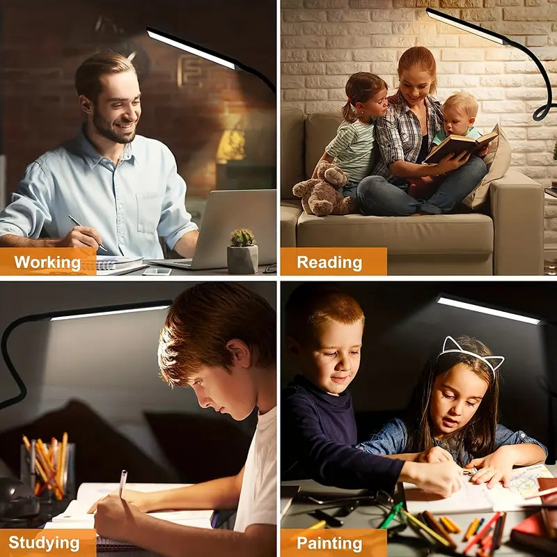 Lámpara de Escritorio LED con Abrazadera & Cuello de Ganso Flexible