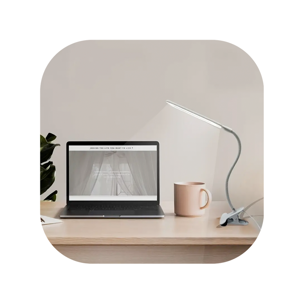 Lámpara de Escritorio LED con Abrazadera & Cuello de Ganso Flexible