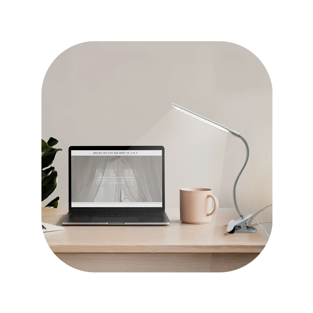 Lámpara de Escritorio LED con Abrazadera & Cuello de Ganso Flexible