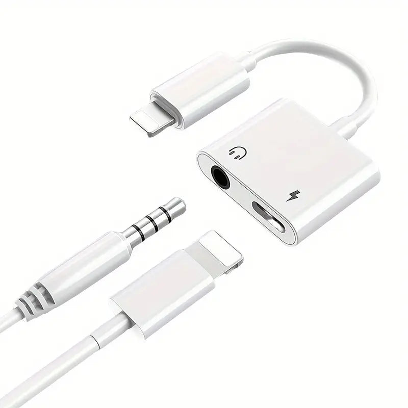 Adaptador y Divisor de Doble Interfaz 2-en-1 para Auriculares de iPhone.